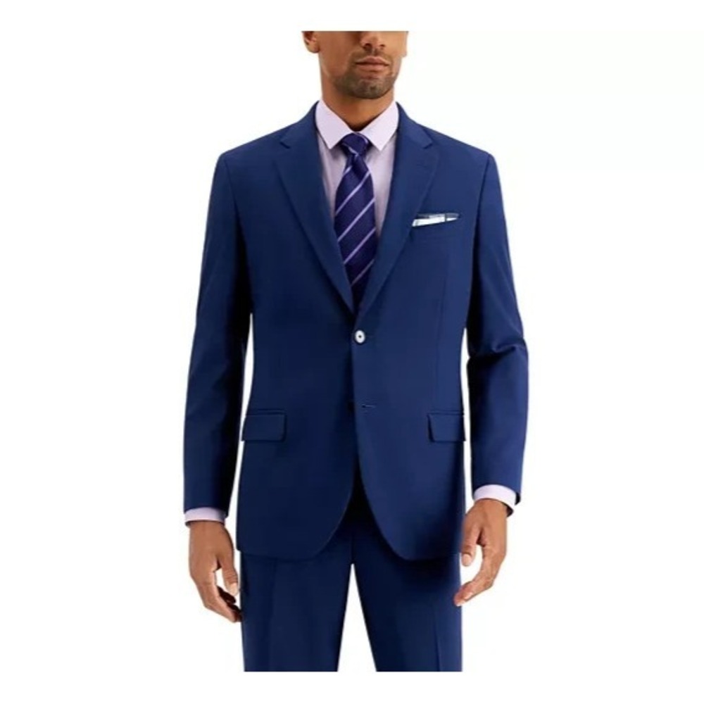 Nautica Men's 2-pc Suit Jacket Blazer 40R Solid Blue Pants 34W 32L - Picture 3 of 13